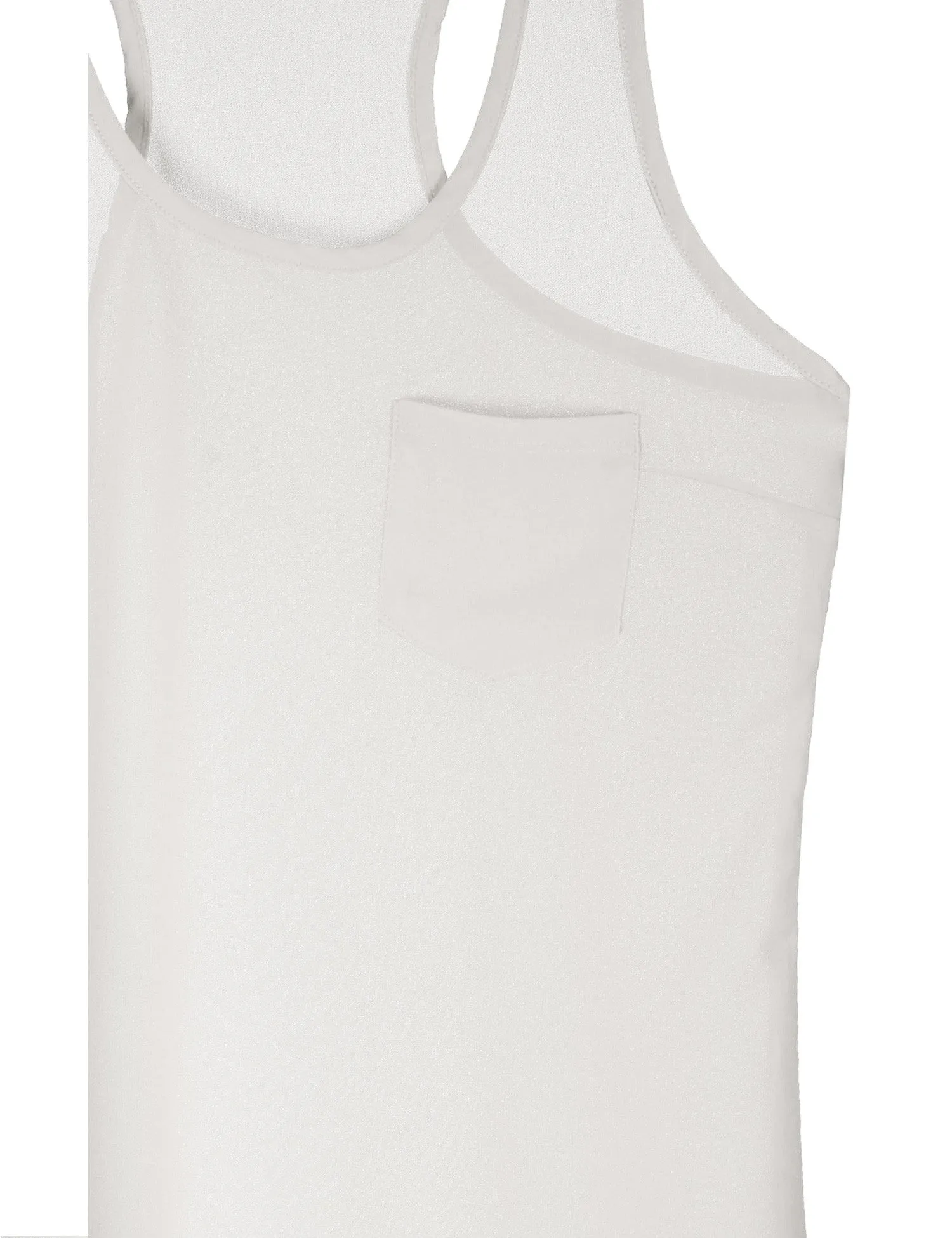 Sheer Chiffon Racerback Tank Top Shirts with Front Pocket