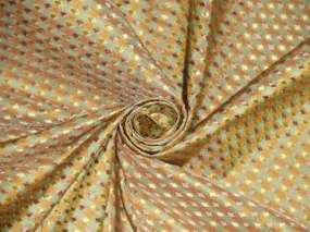 SILK TAFFETA FABRIC Pastel Green,Gold & Salmon color plaids with jacquard 54" wide TAF CJ3