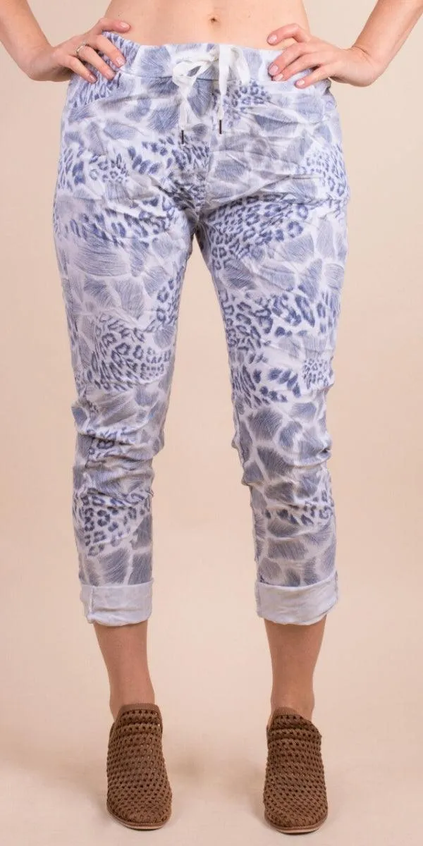 Snow Leopard Tie-Waist Pants