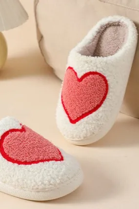 Soft Plush Slippers, Heart