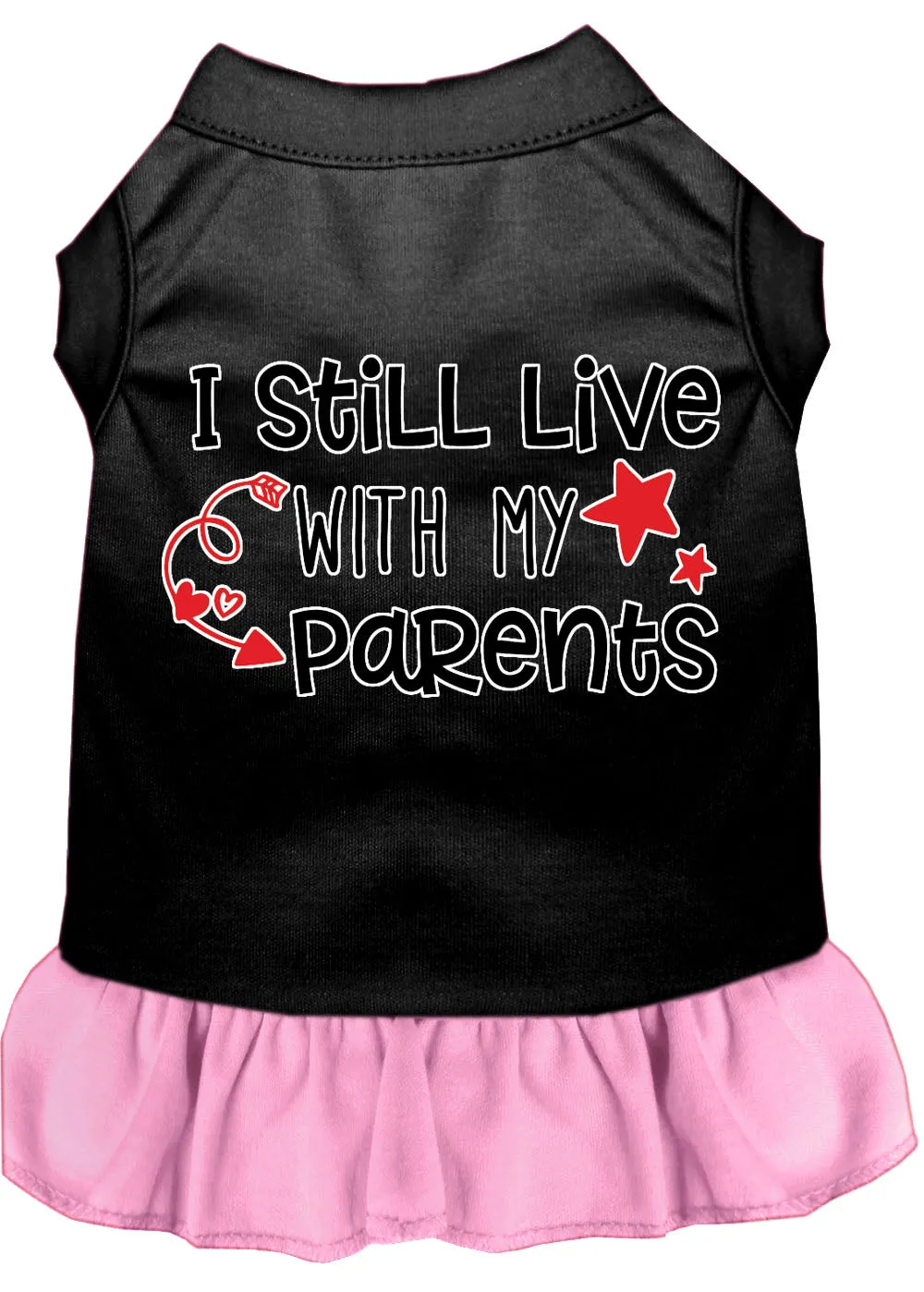 Still Live With My Parents Screen Print Dog Dress Black With Light Pink Xxxl (20)