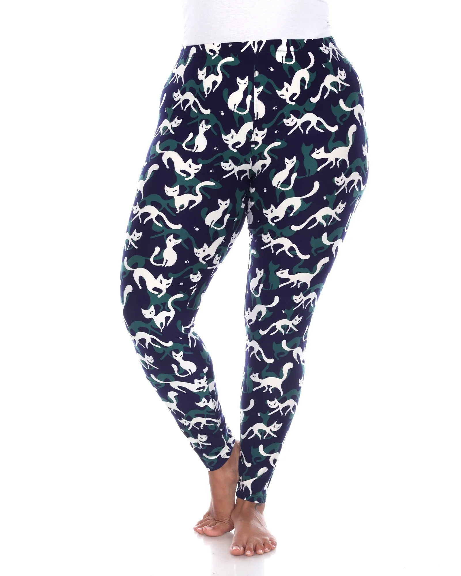 Super Soft Cat Printed Leggings | Blue