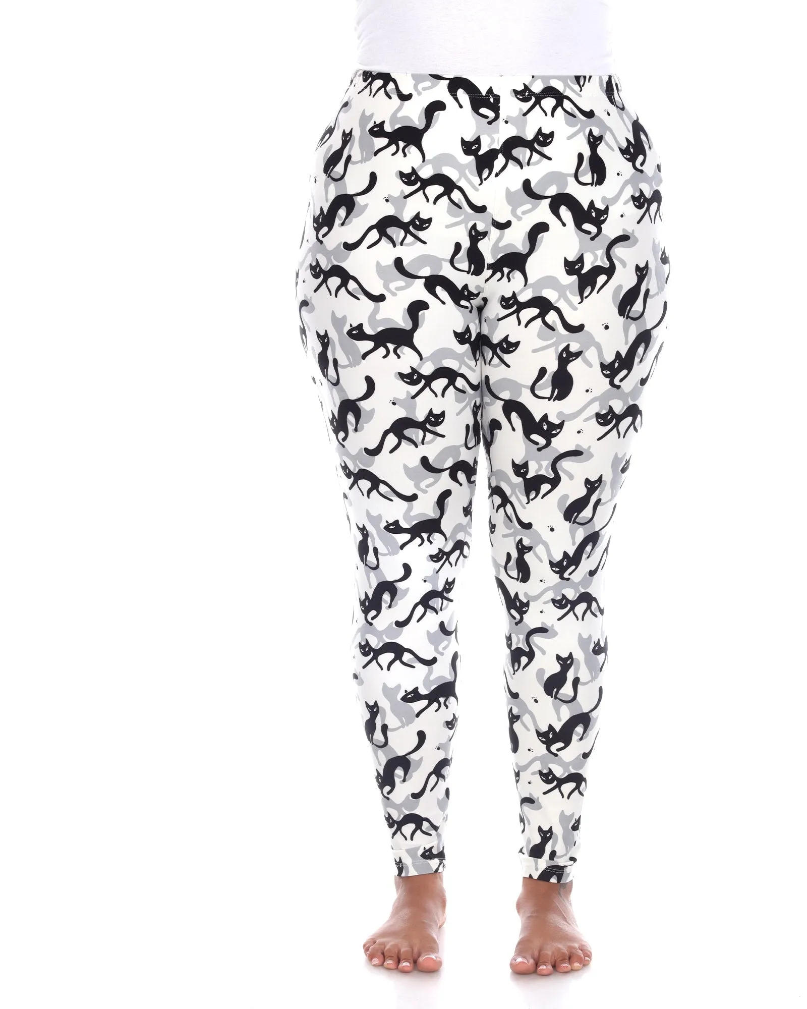 Super Soft Cat Printed Leggings | White