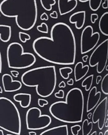 Super Soft Heart Printed Leggings | Black White