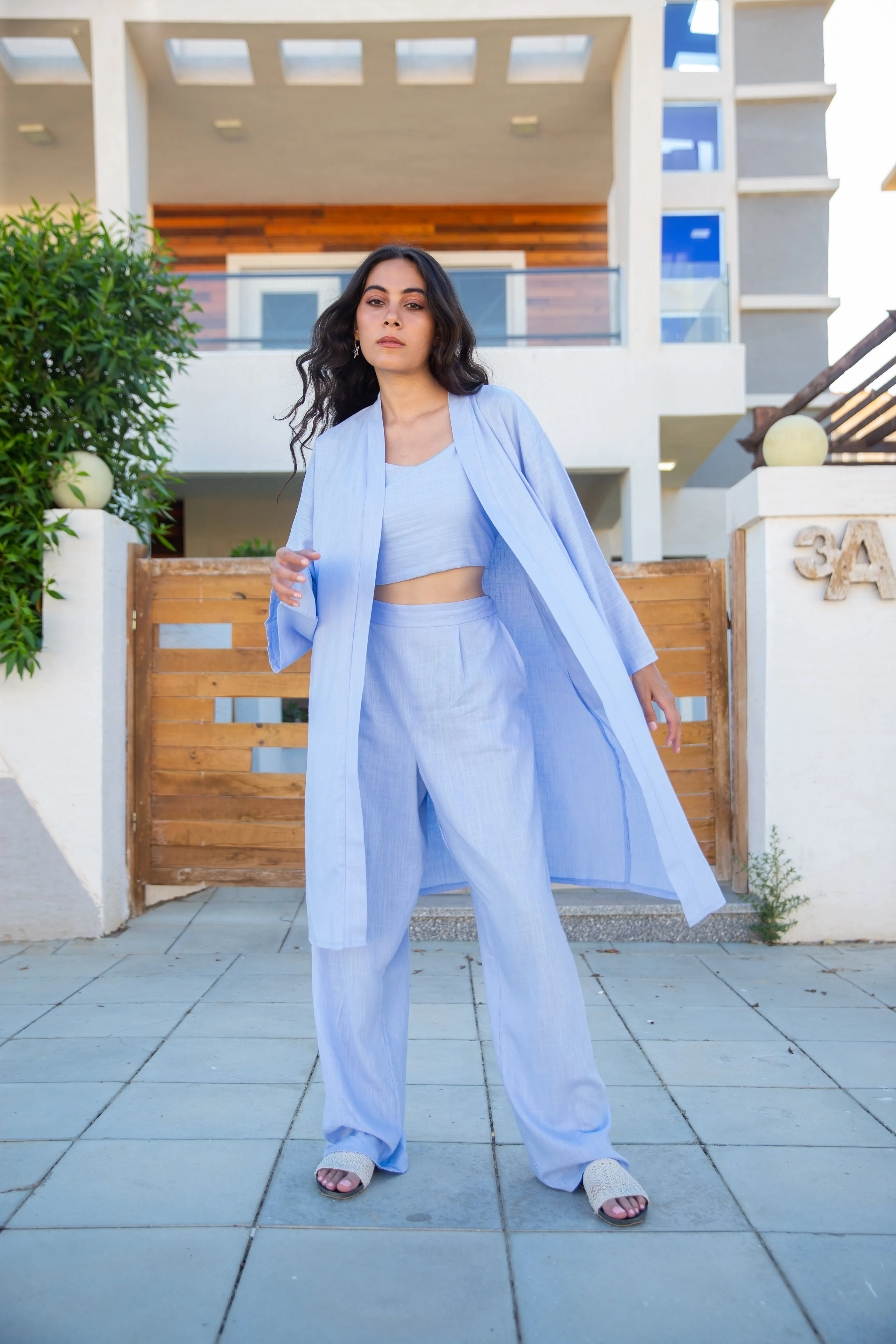 The comfy Linen Set - Baby Blue