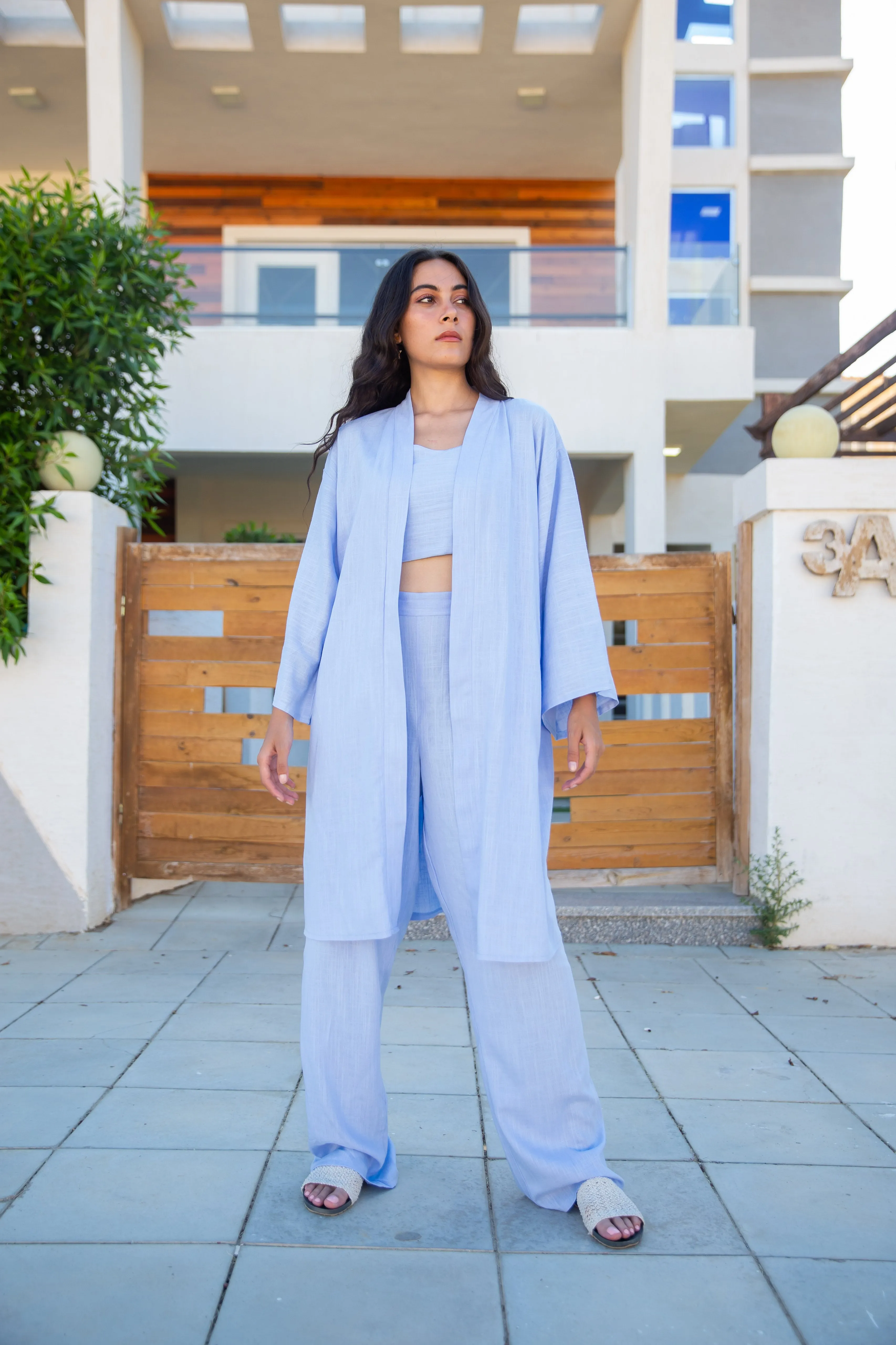 The comfy Linen Set - Baby Blue