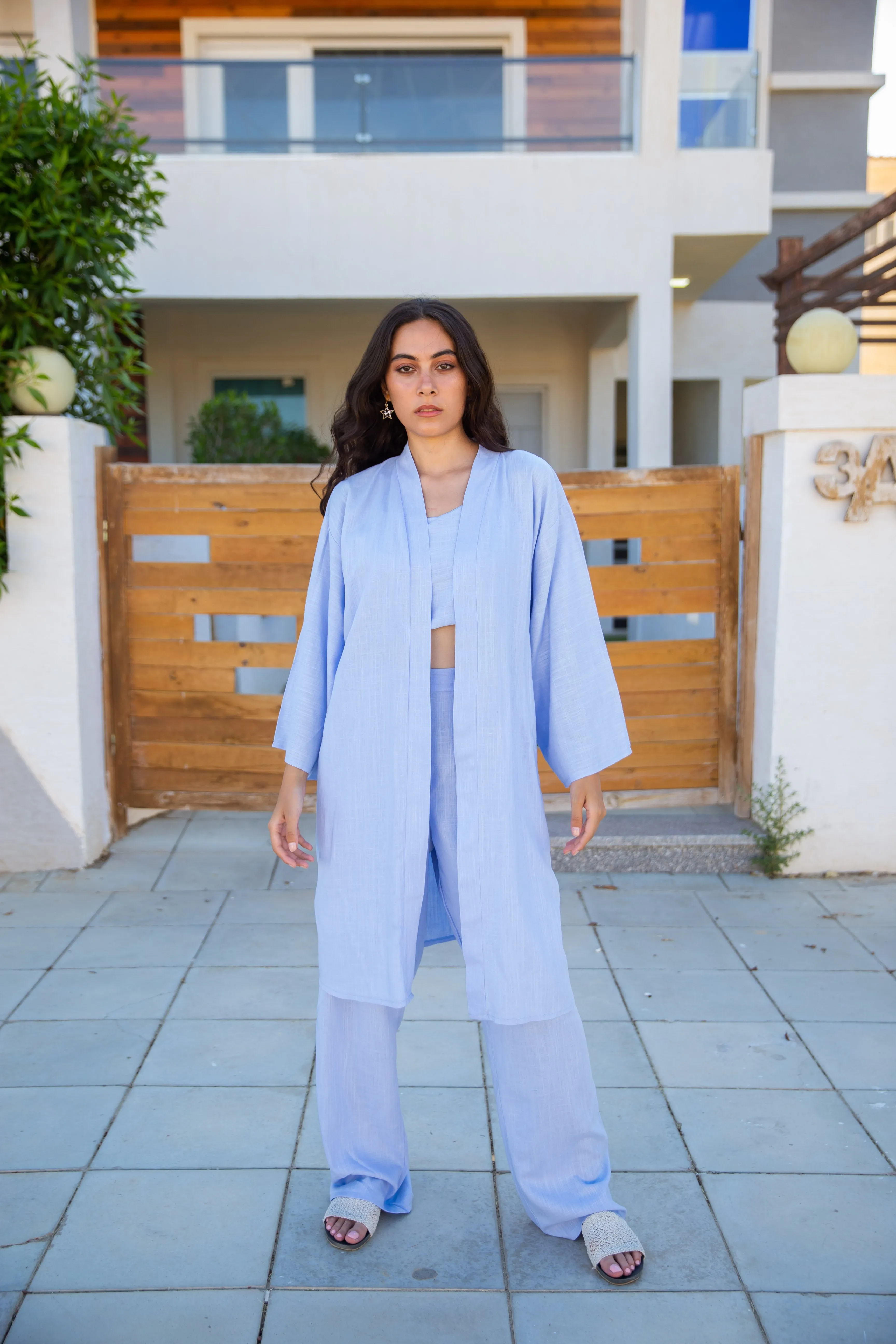 The comfy Linen Set - Baby Blue