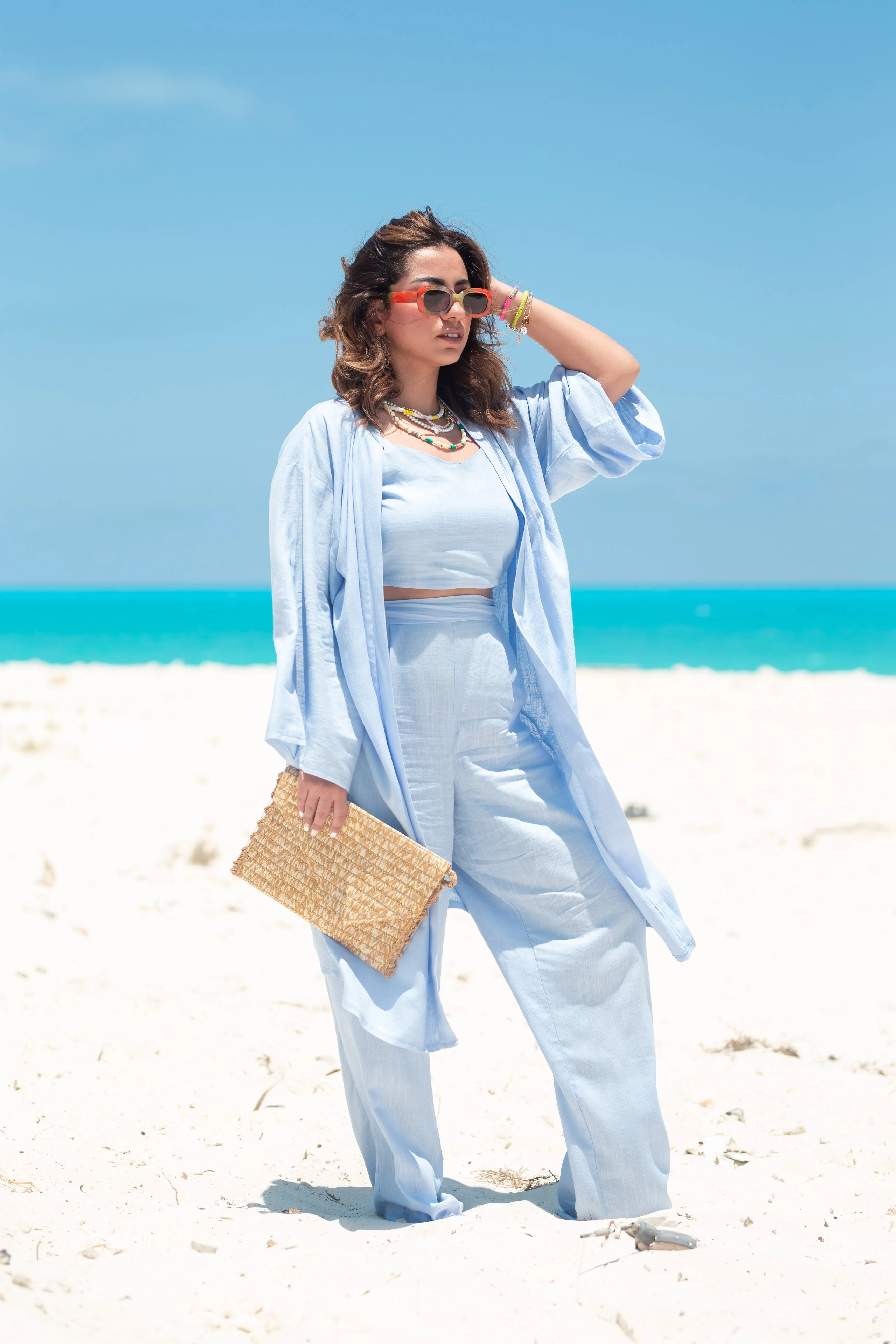 The comfy Linen Set - Baby Blue