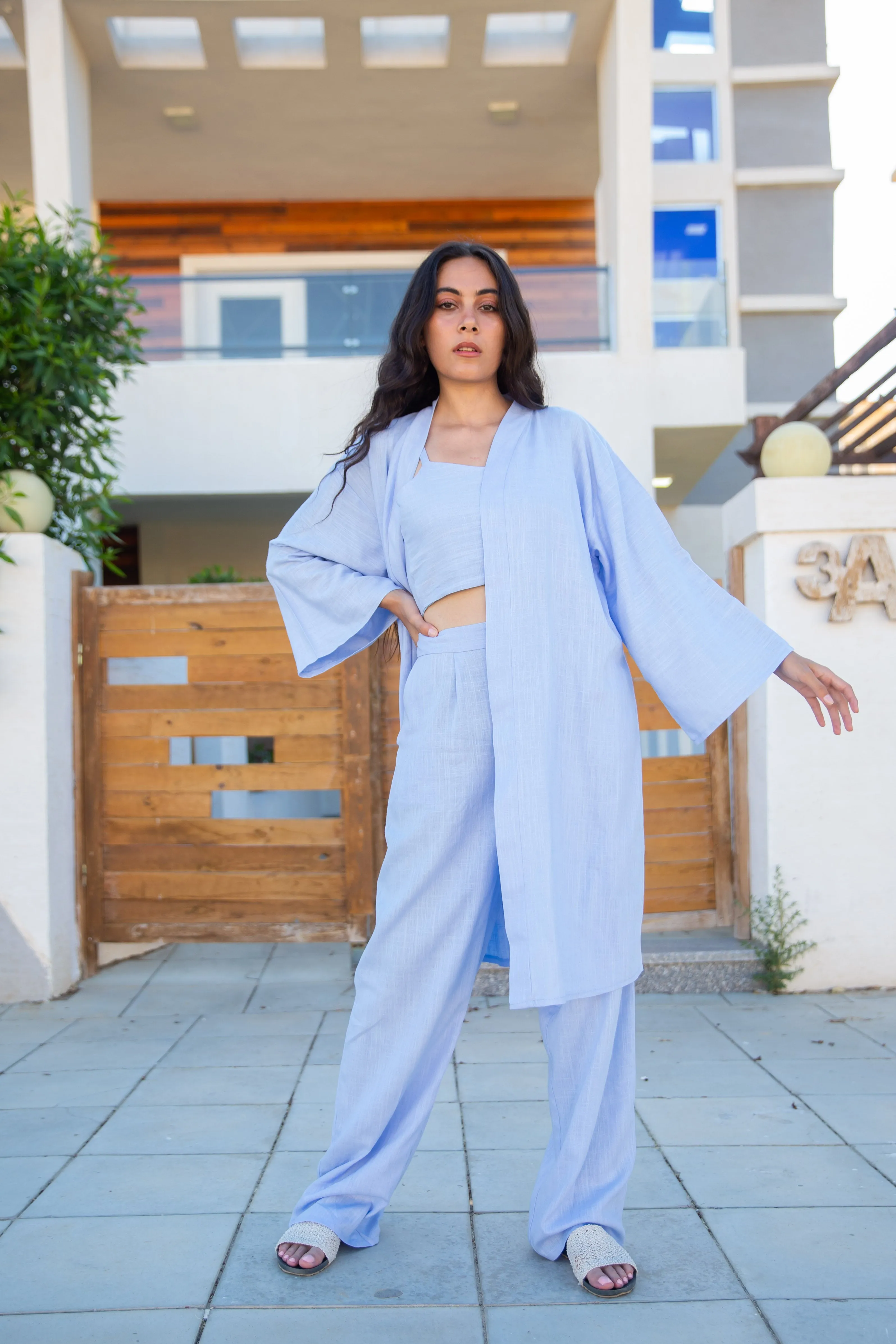 The comfy Linen Set - Baby Blue