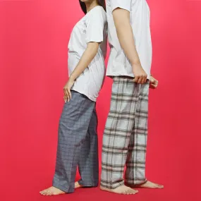 Unisex Checked Loungewear Comfy Soft Dark Grey Cotton Trouser