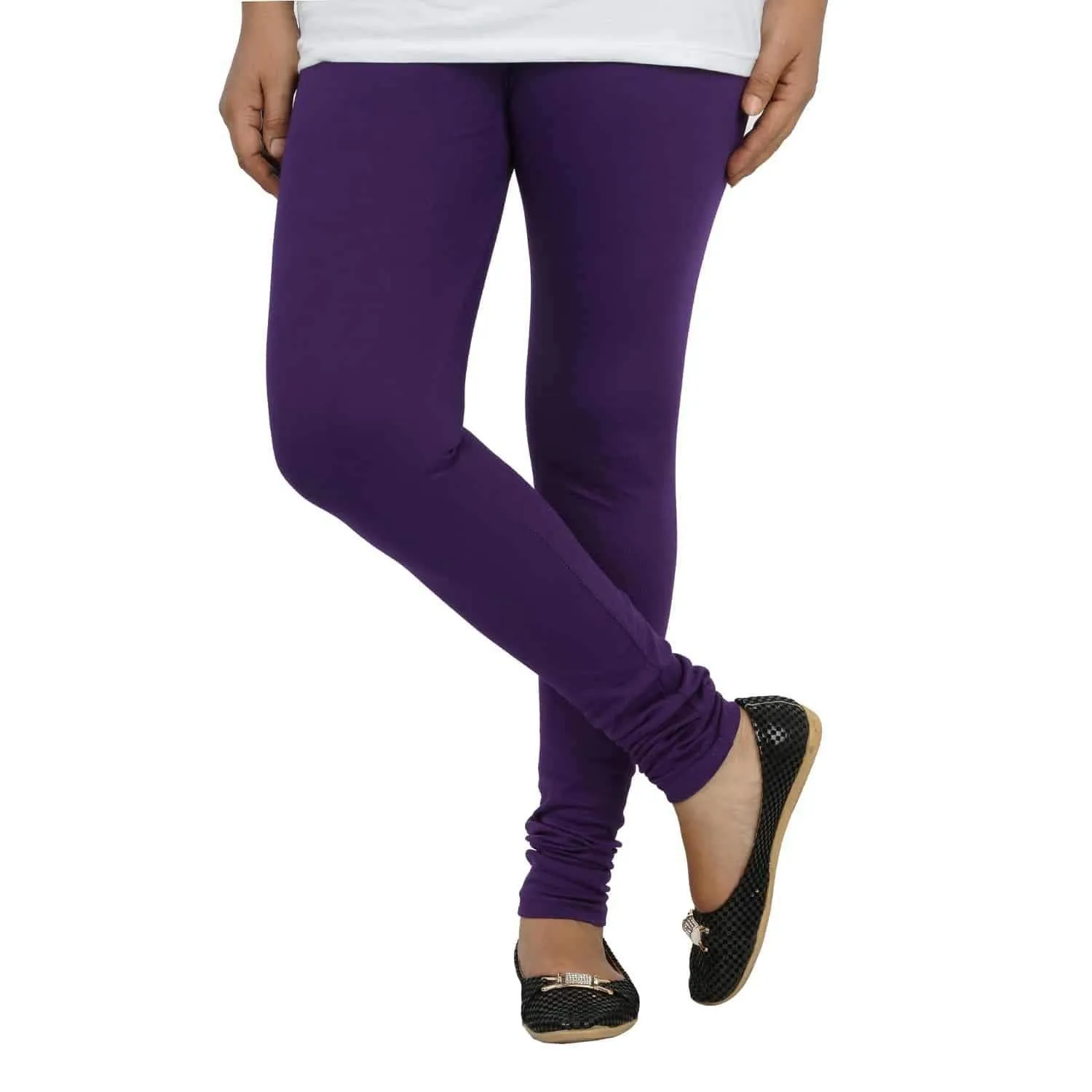 Violet Purple Churidar Plain Lycra Leggings