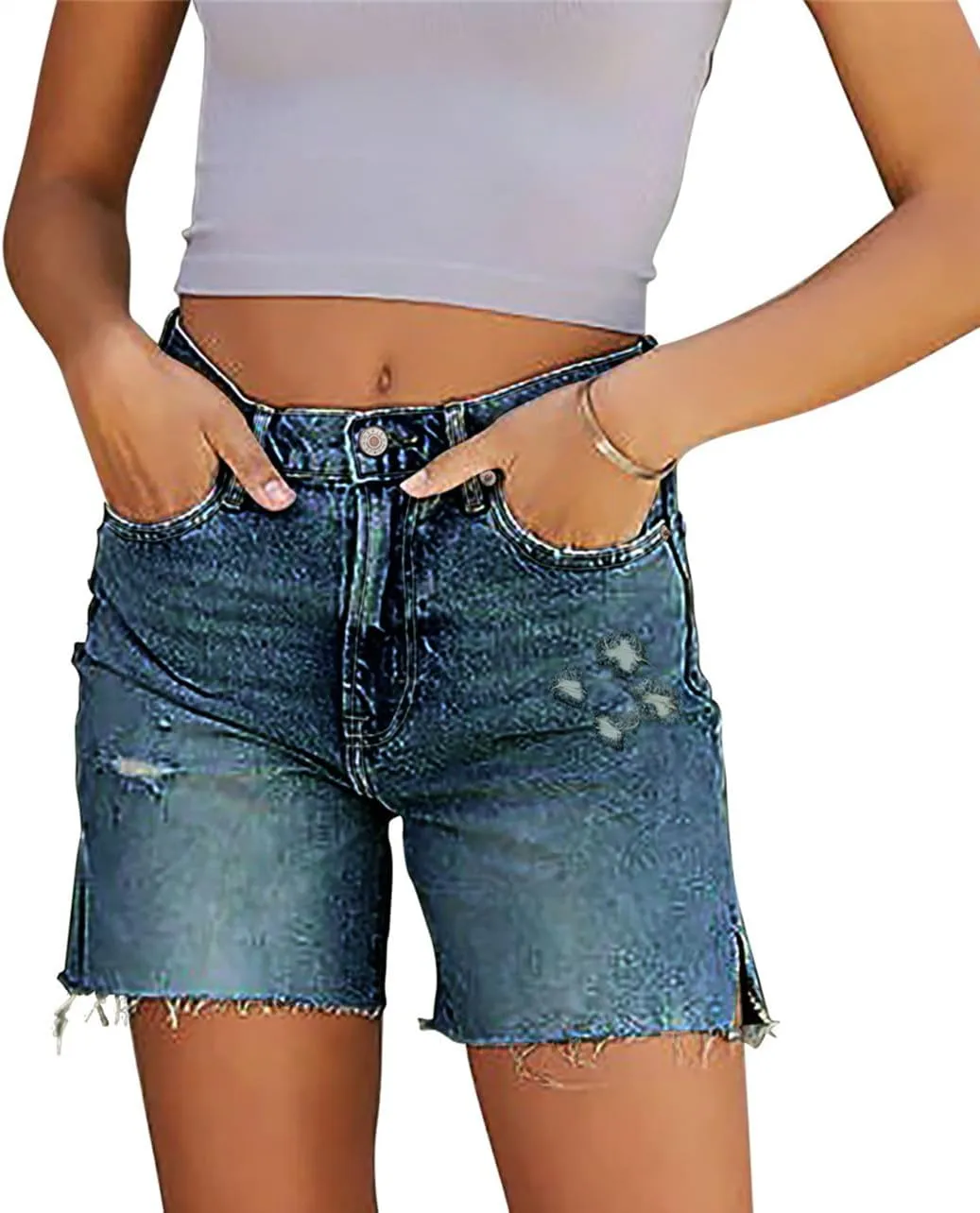 Women Elevated High Rise Denim Shorts